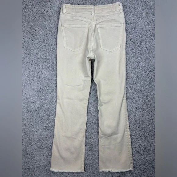 Zara Jeans Womens 2 Crop White Denim Party Night Out Travel Dinner Bell Bottoms - Picture 4 of 4